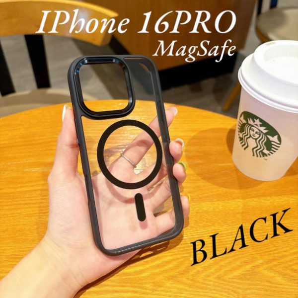 iPhone16pro ケース マグセーフ MagSafe クリアブラック28